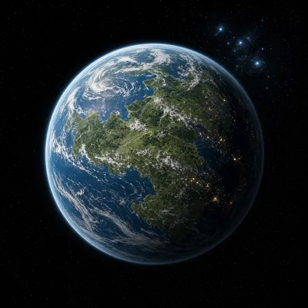 Erra, a blue and green world