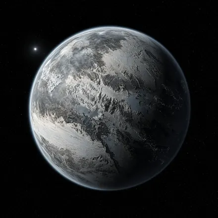 A pale, silver-white world